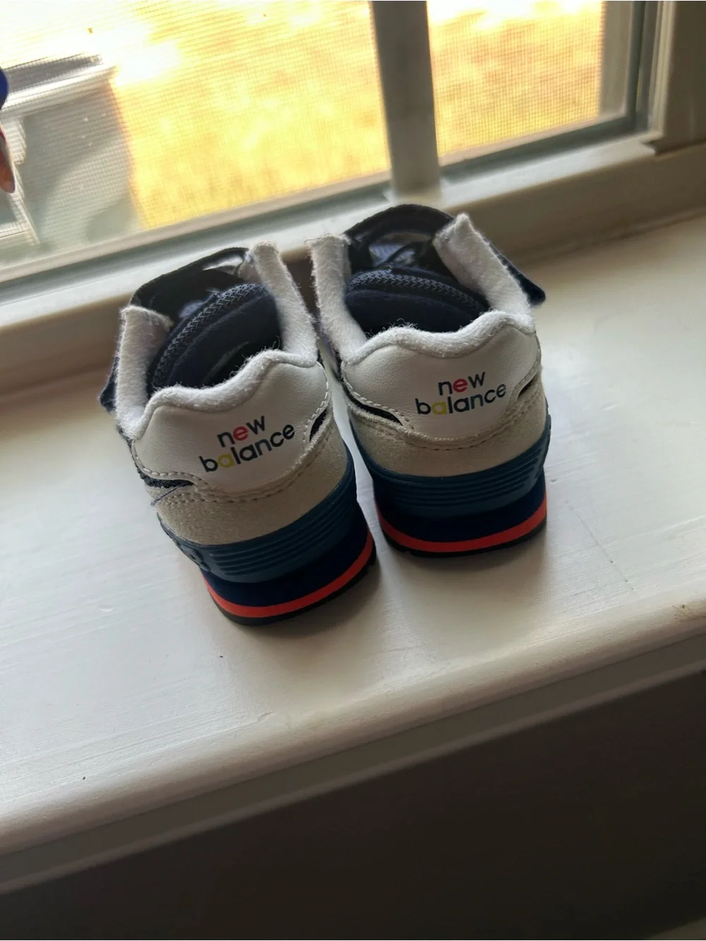 New Balance Navy and Red Kids Velcro Sneakers